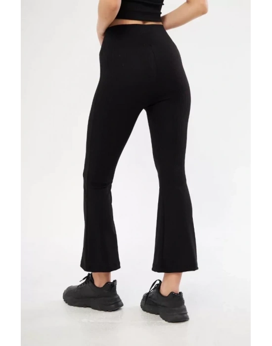 Yüksel Bel Fitilli İspanyol Paça Tayt  iyah