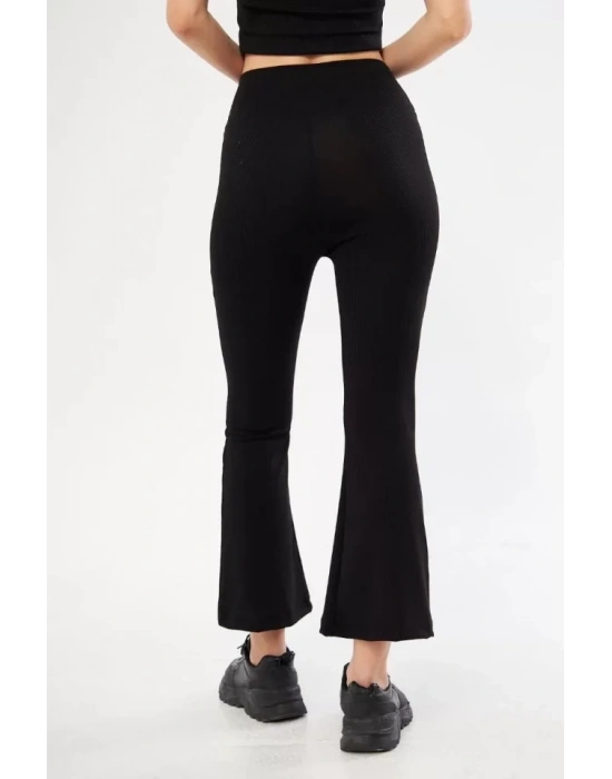 Yüksel Bel Fitilli İspanyol Paça Tayt  iyah