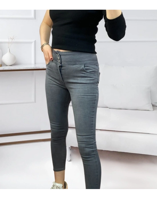 Yüksel Bel Likralı Kot Pantolon (Gri)