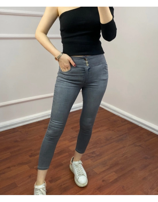 Yüksel Bel Likralı Kot Pantolon (Gri)