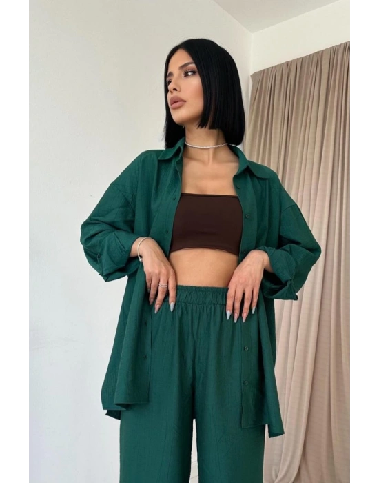 Zümrüt Alice Gömlek Ve Bol Kesim Pantolon Takım