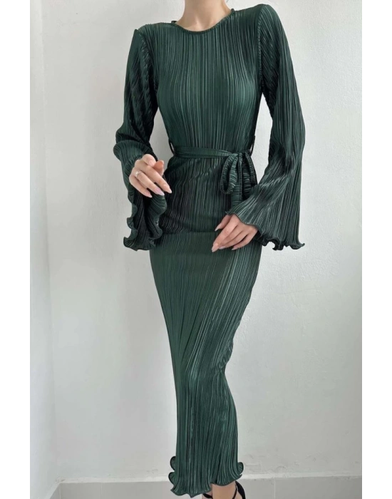 Zümrüt İspanyol Kol Piliseli Elbise