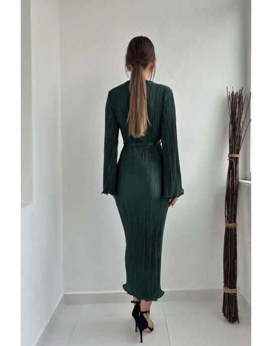 Zümrüt İspanyol Kol Piliseli Elbise