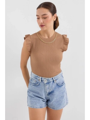 0430 Örme Bluz  Camel