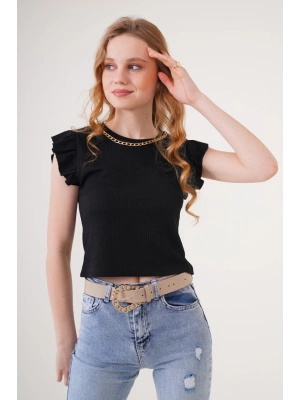 0430 Örme Bluz  Siyah