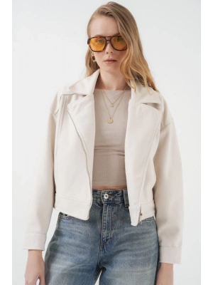 0717 Kısa Kaşe Ceket  Ekru