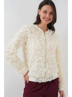 0719 Güllü Ceket  Ekru