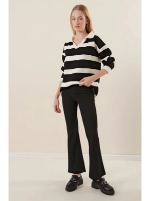 10220 İspanyol Paça Pantolon  Siyah