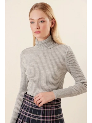 10311 Balıkçı Yaka Triko Kazak  Gri