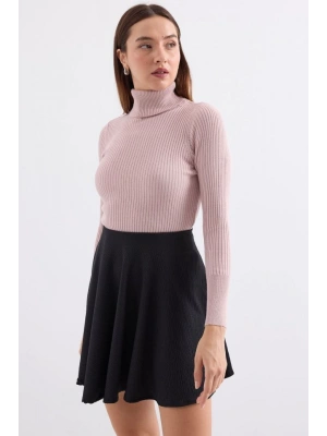 10311 Balıkçı Yaka Triko Kazak  Pembe