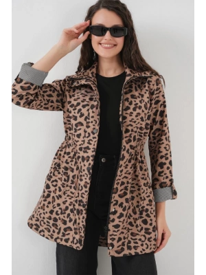 10322 Beli Büzgülü Trençkot  B.Kahverengi