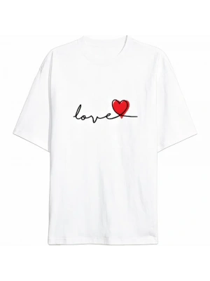 14 Şubat Tişört evgililer Günü İçin Özel Tasarım ove Baskılı Tshirt  Beyaz
