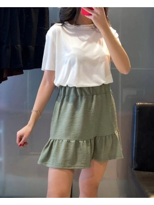 1884 Örme Mini Etek  Çağla