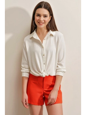 20160 Örme Gömlek  Beyaz