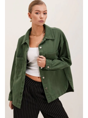 20192 Oversize Gabardin Gömlek Ceket  Haki
