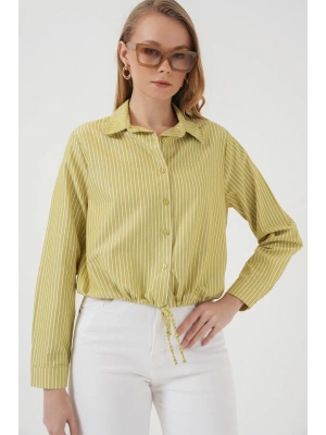 20276 Uzun Kol Çizgili Gömlek  E.Yeşil