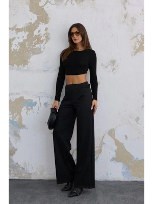 220 Gr Ni̇kol Yüksek Bel Arka Apolet Kemer Detayli Palazzo Pantolon