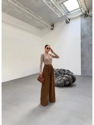 230 Gr Poly Viscose Full Lycra Pi̇leli̇ Palazzo Pantolon