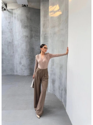 230 Gr Poly Viscose Full Lycra Pi̇leli̇ Palazzo Pantolon