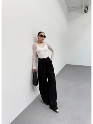 230 Gr Poly Viscose Full Lycra Pi̇leli̇ Palazzo Pantolon