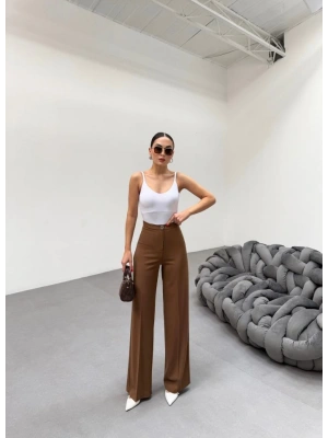 230 Gr Poly Viscose Lycra Metal Düğme Palazzo Pantolon