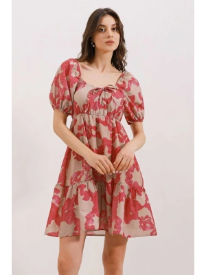 2351 Kloş Poplin Elbise  D. Fuşya