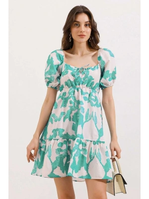 2351 Kloş Poplin Elbise  D. Mint