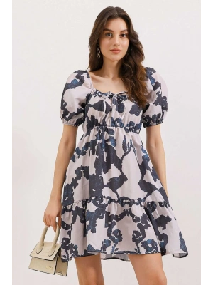 2351 Kloş Poplin Elbise  D. Siyah