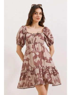 2351 Kloş Poplin Elbise  D.Gül Kurusu