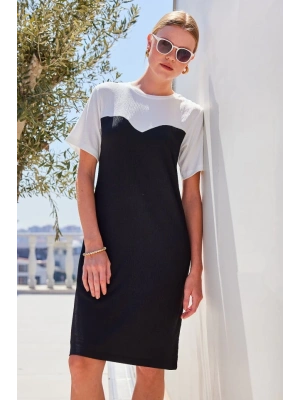 2505 Yazlık Örme Elbise  Siyah