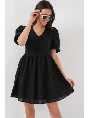 2529 Fistolu Kısa Elbise  Siyah