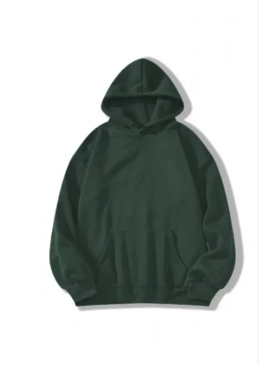 3 İplik Pamuklu Unisex Kapşonlu weetshirt  Haki