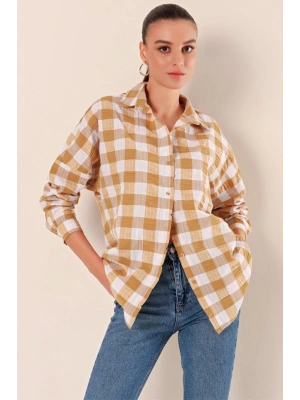 3900 Oversize Uzun Basic Gömlek  Vizon