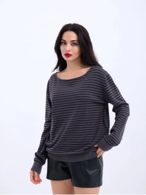 4215 TRİKO ÇİZGİLİ SALAŞ KAZAKANTRASİTSİYAH