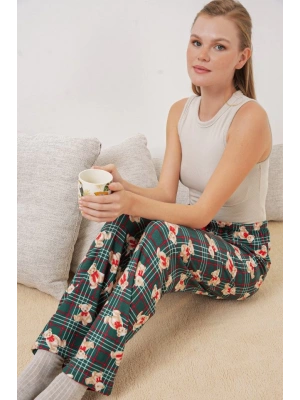 4323 Desenli Pijama Altı  Zümrüt Yeşili