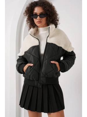 5195 Kapitone Şişme Mont  Ekru