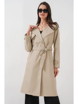 5918 Kruvaze Yaka Trençkot  K. Bej