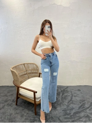 6373 DENİM SLIM PALAZZO FITMAVİ