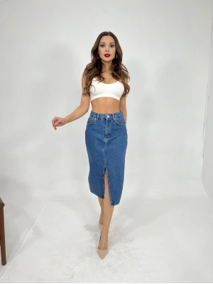 6478 DENİM MIDI LIT KIRTMAVİ