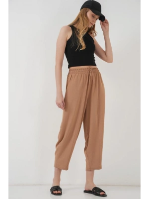 6591 Dokuma Şalvar Pantolon  Camel