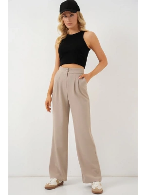 6638 Yüksek Bel Palazzo Pantolon  A.Bej
