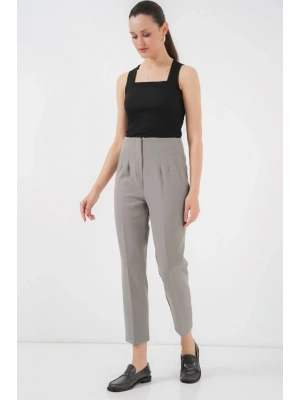 6650 Yüksek Bel Kumaş Pantolon  Gri