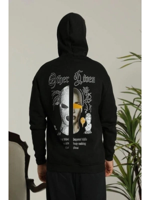 Erkek Kapşonlu weatshirt – Oversize Üç İplik Şardonlu Hoodie, “Other ives” Ön  Arka Baskılı, Kanguru Cepli, Kışlık Rahat Günlük til  iyah