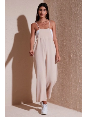 7019 Askılı Bahçivan Tulum  Krem