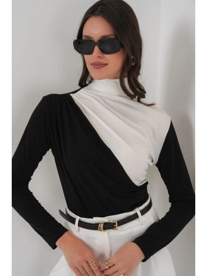 940 Büzgü Detaylı Sandy Bluz  Siyah