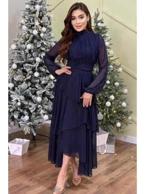 acivert Bel Detaylı Elbise