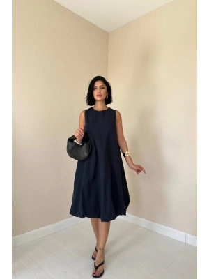 Lacivert Comfort Balon Elbise