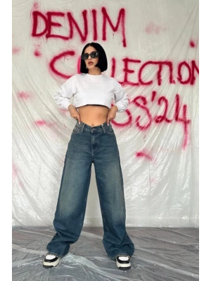 acivert Geniş Paça Jeans Pantolon