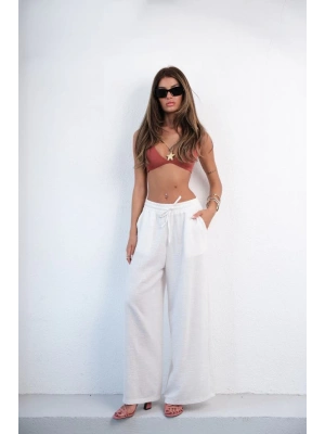 Aksesuar Detay Keten Pantolon