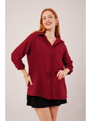 alaş Kesim Cepli Bordo Gömlek